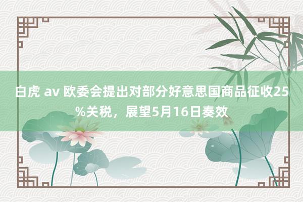 白虎 av 欧委会提出对部分好意思国商品征收25%关税，展望5月16日奏效